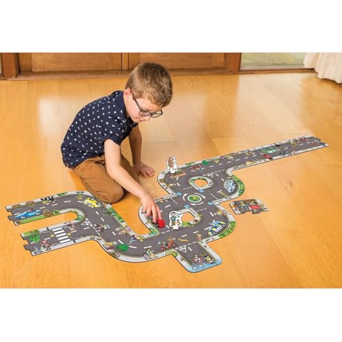 Orchard Toys Giant Road Floor Puzzle - Large Interchangeable Car Track Jigsaw Puzzles for 3 Year Olds - Alternative Road Mat for Toy Cars - Educational Kids Jigsaw for Toddlers - Age 3+