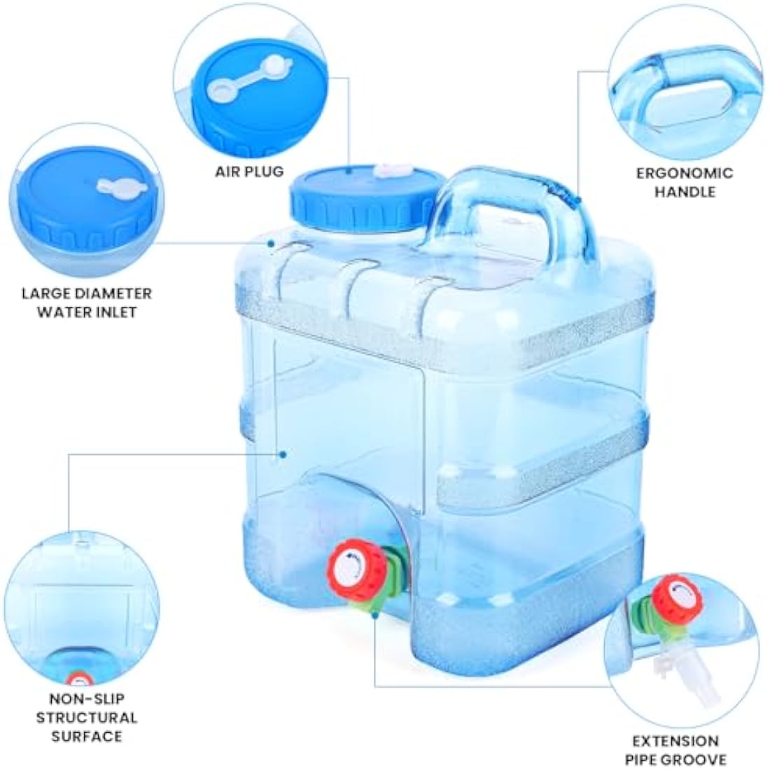 Starnearby 10/15/18/20/22L Water Container with Tap, Portable Plastic Water Bucket with Tap, Easy Clean BPA-Free Drink Water Carrier, for Camping Outdoor, Party, Van, RV, School, Hospital, Emergency
