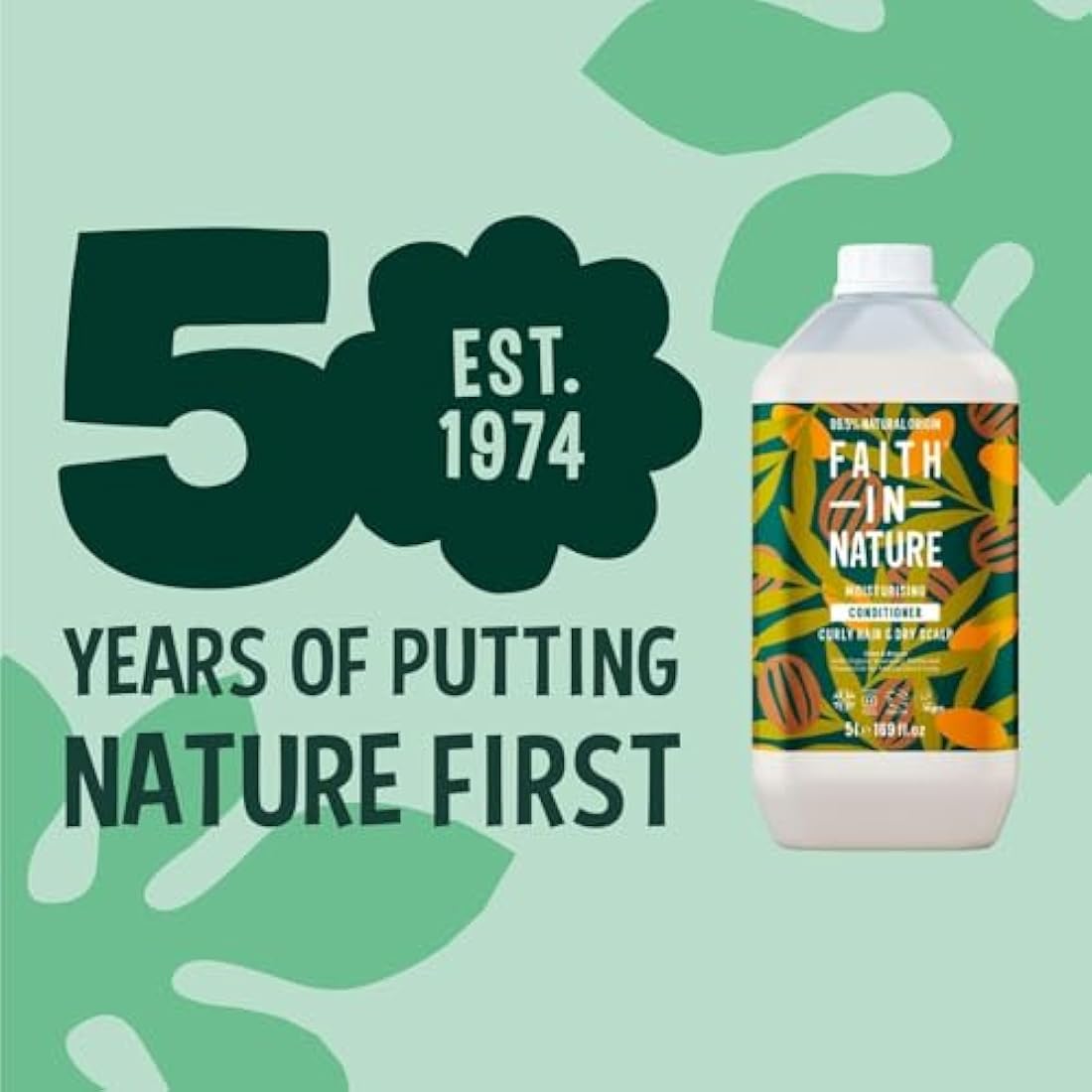 Faith In Nature Natural Shea & Argan Conditioner, Moisturising for Curly Hair & Dry Scalp, Vegan & Cruelty Free, No SLS, Silicones or Parabens, 5L Refill Pack