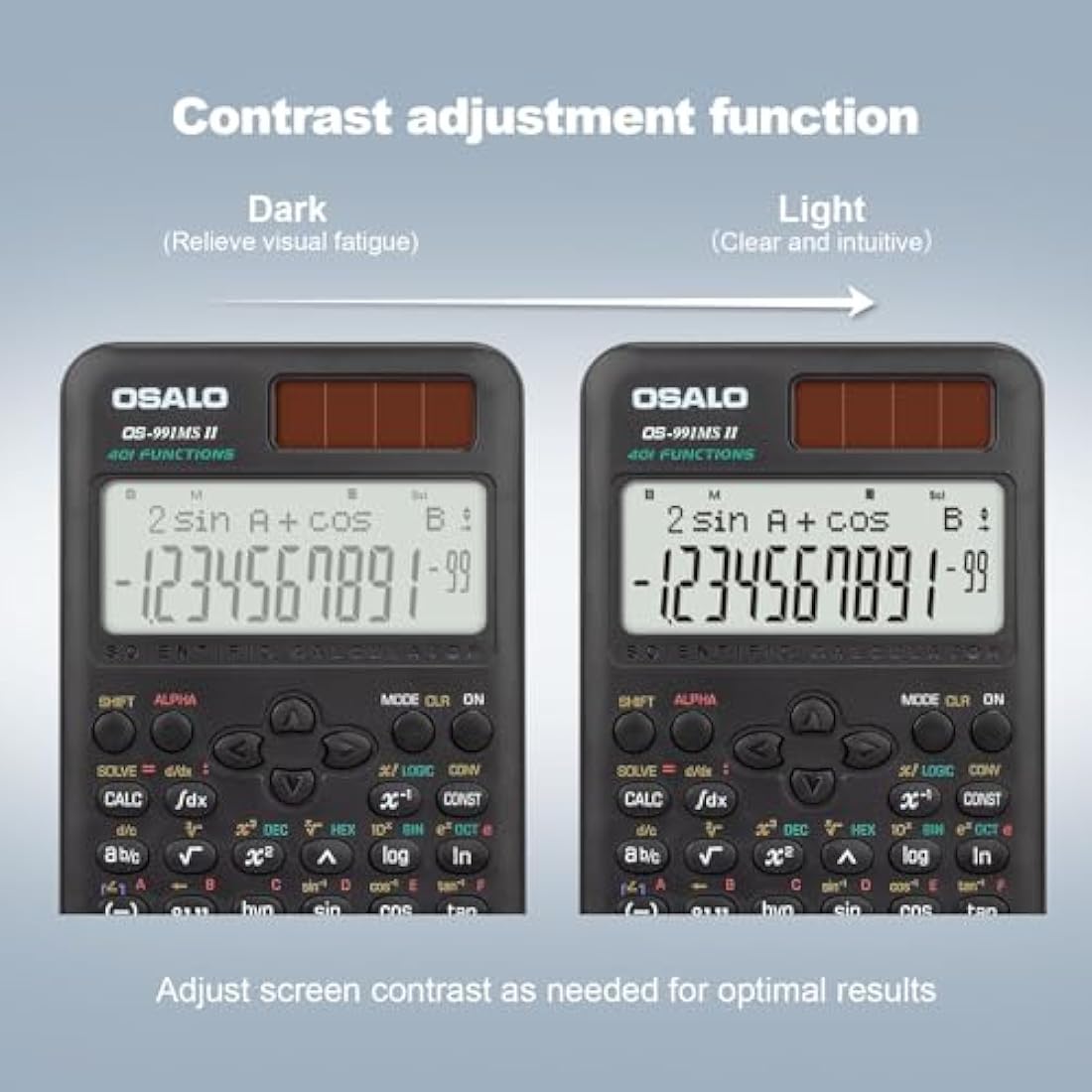 OSALO Scientific Calculator 401 Function 2-line Display 10+2 Digits Solar and Battery Calculator with Slide-on Cover for Secondary School Black (OS 991MS 2nd Edition)