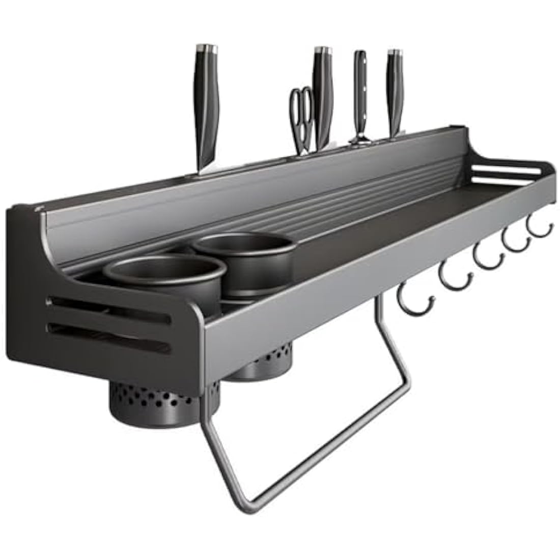 ZOKT Spice Rack - Wall Mounted Kitchen Storage, Grey, 60cm