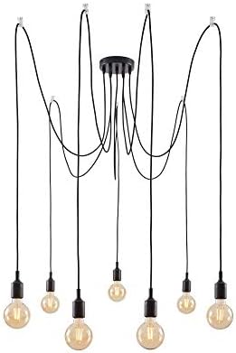 Paulmann 50390 Ketil Neordic Pendant luminaire 7-lamp Sputnik max. 7x20 watts Pendant lamp Black Ceiling lamp Silicone, Metal Pendant luminaire E27