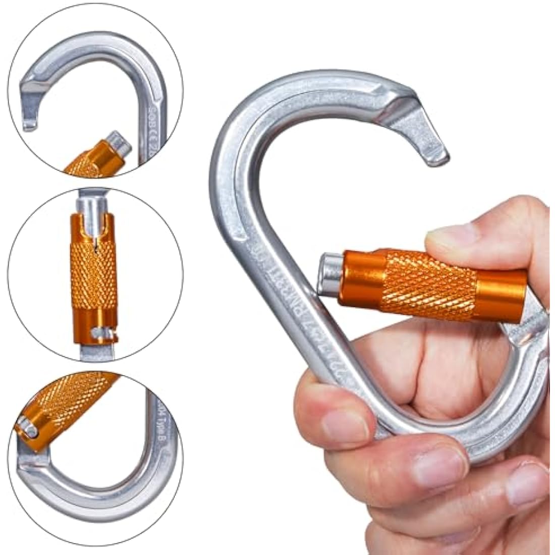 Climbing Carabiners, Auto Locking Carabiner Clips Heavy Duty for Rock Climbing, Camping, Dog Leash, Hammock, Swing, Water Bottle