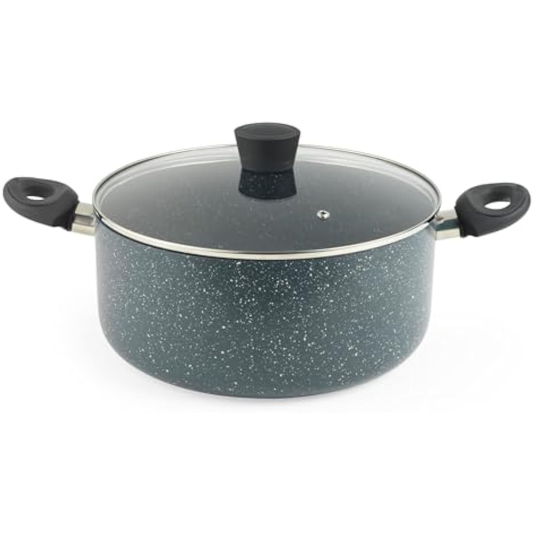 Russell Hobbs RH03410EU7 Nightfall Stone 28cm Stockpot - Non-Stick Saucepan, Tempered Glass Lid, Induction Safe, Durable Aluminum Cookware, Soup Pan, Easy Clean