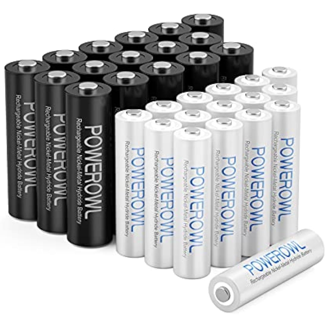 POWEROWL Pack of 32 AA AAA Rechargeable Batteries, High Capacity 16 AA 2800mAh & 16 AAA 1000mAh 1.2V NiMH Battery Low Self Discharge,Pre-Charged