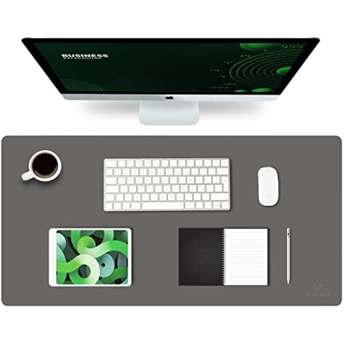 K KNODEL Large Office Leather Desk Mat, Mouse and Keyboard Pad, Computer and Laptop Mat, Desktop Protector and Cover, Writing Pad and Blotter (80x40cm, Dark Gray)