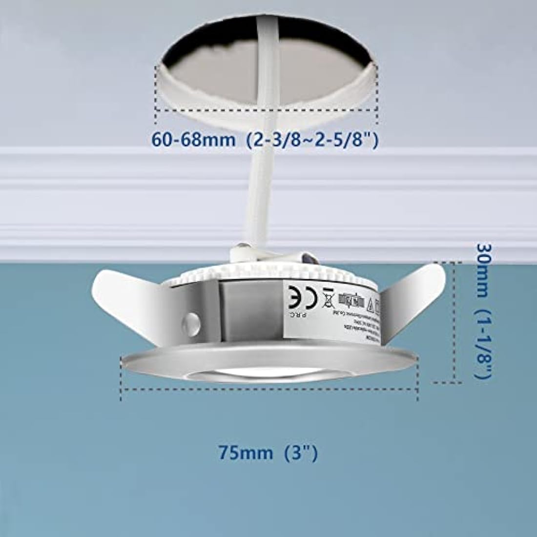 HiBay 10x 5W LED Downlights Recessed Spotlights Ceiling Lights Ultra Thin Downlights Chrome Warm White IP44 Ceiling Spot Light for Bathroom Kitchen, Fits 60-68mm Hole