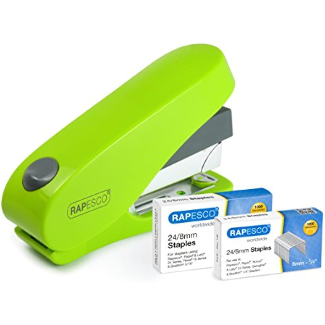 Rapesco 1470 Luna Less Effort Stapler with 2000 Staples, 50 Sheet Capacity, Green
