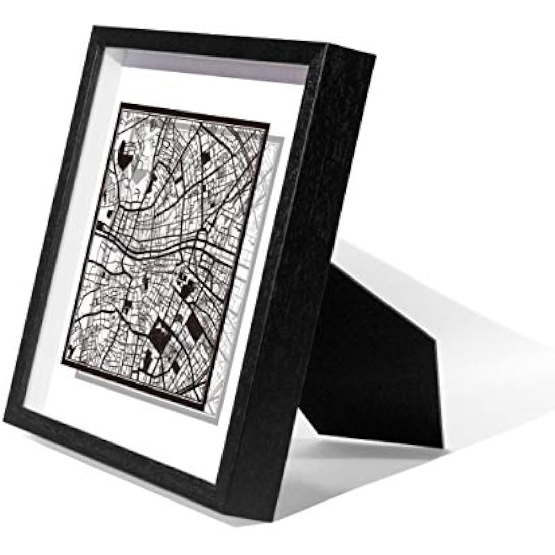 O3 DESIGN STUDIO Dublin Marco de Papel para mapas, Black map, Black frame, 9x9 inches, Gift Boxed, 2 background color, self-changing, Paper Art