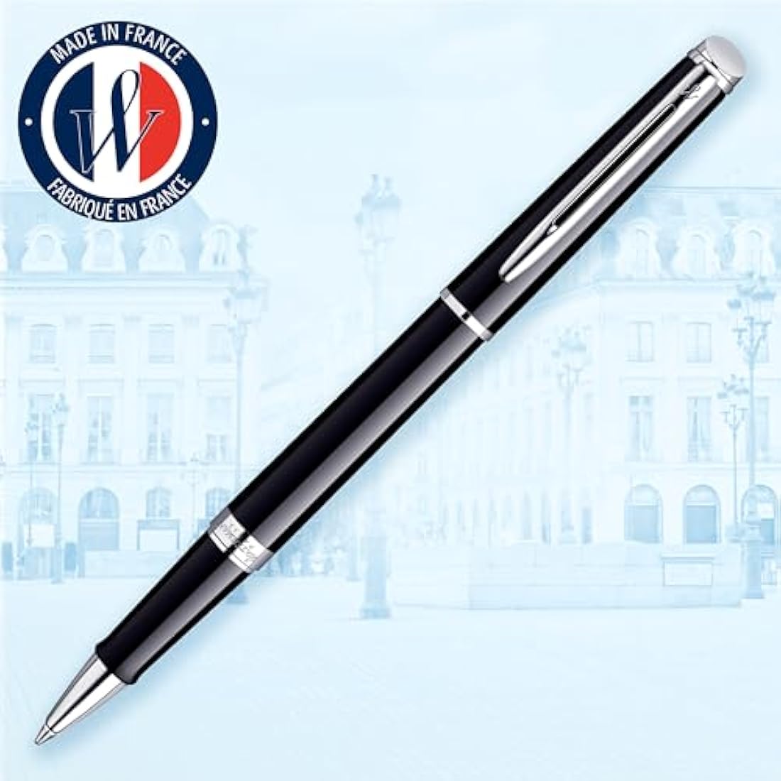 Waterman Hemisphere Rollerball Pen | Gloss Black with Chrome Trim | Fine Point | Black Ink | Gift Box