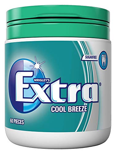 Wrigley's Extra Chewing Gum Bottle Sugar Free, Cool Breeze Flavour, 60 Pieces