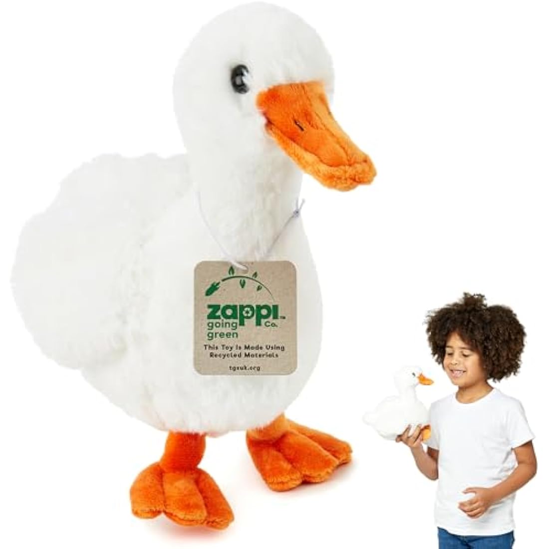 Zappi Co Duck Plush Toy (25cm) - Charming, Soft Waterfowl, Eco-Friendly, Perfect for Kids' Pond Adventures, Made from Recycled Material