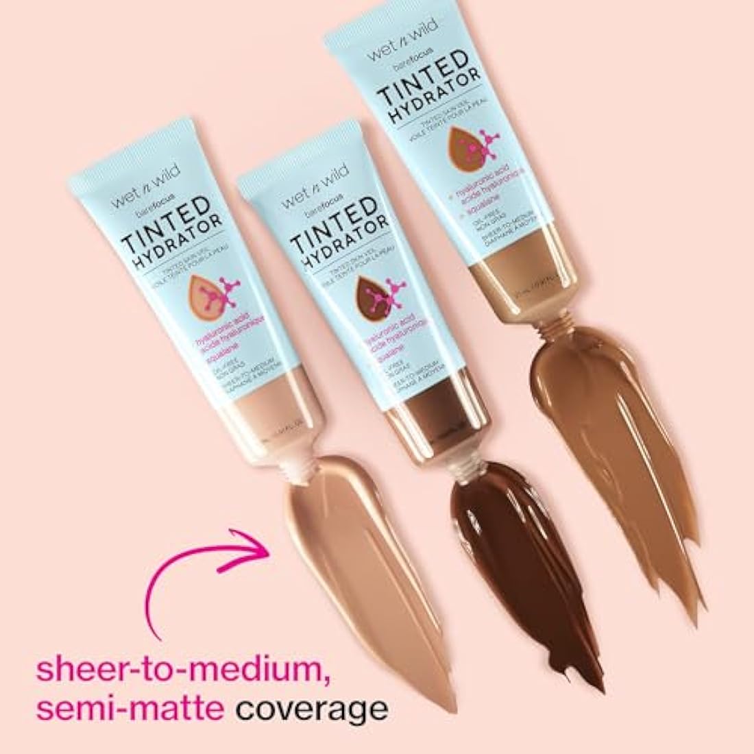 Wet n Wild, Bare Focus Tinted Hydrator, Tinted Moisturiser with Hyaluronic Acid, Lightweight Formula with Semi-Matte Finish for Oily Skin, Sheer to Medium Coverage, Fair