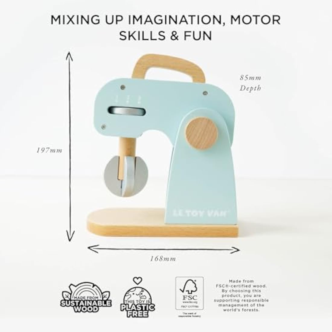 Le Toy Van - Honeybake Wooden Mixer Pretend Play Toy Set | Kids Role Play Toy Kitchen Accessories