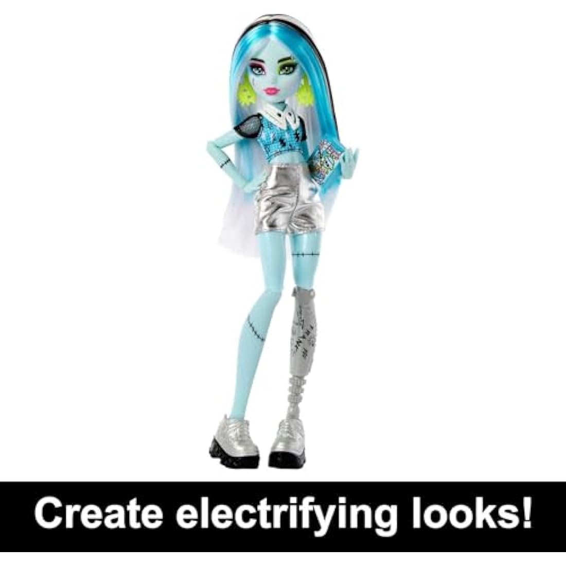 Monster High Doll and Fashion Set, Frankie Stein with Dress-Up Locker and 19+ Surprises, Skulltimate Secrets, HKY62