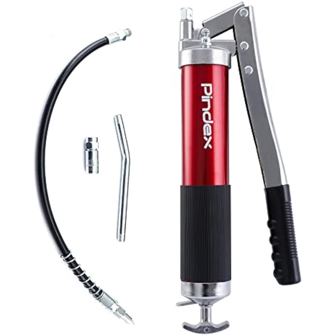 Pindex Grease Gun 8000 PSI Professional Pistol Grip with Flexible Hose Hand Lever Heavy Duty Manual Grease Gun Tool Fit 14oz Cartridge and Bulk for Heavy Equipment, Vehicles, & Machinery