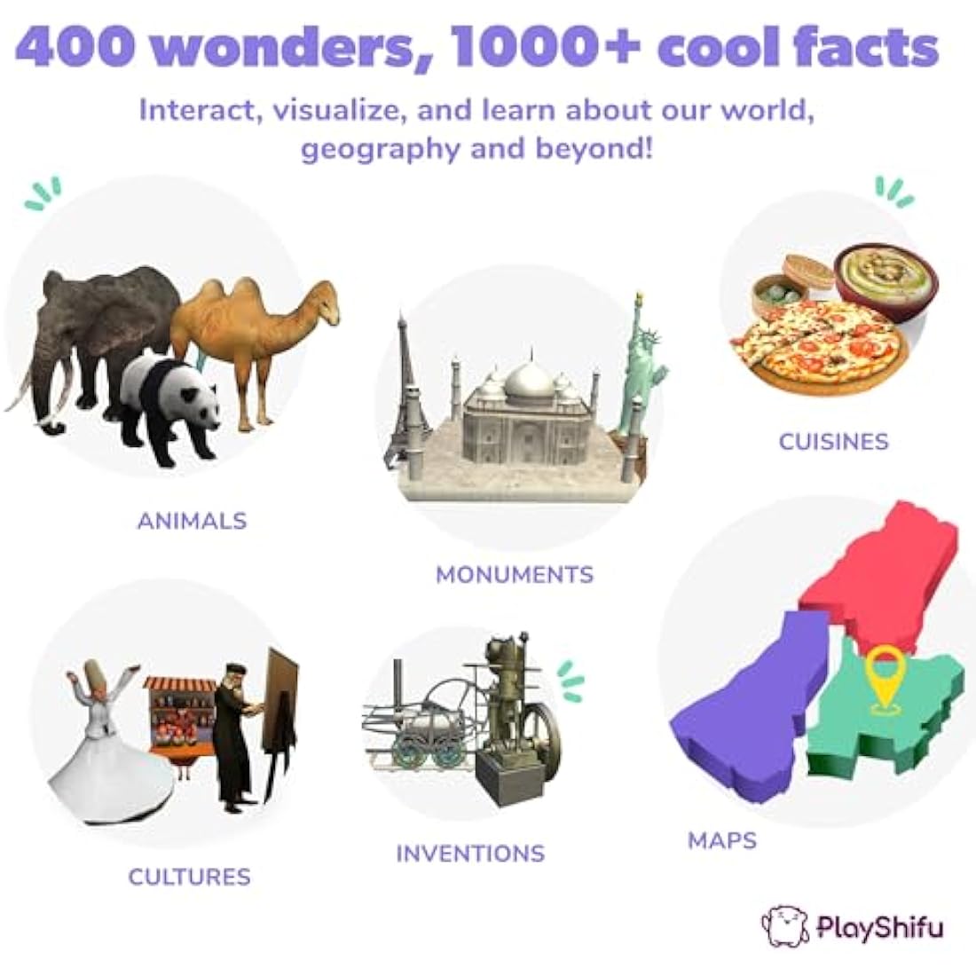 PlayShifu Educational Globe for Kids, Orboot Earth (Globe + App) Interactive AR World Globe, 400 Wonders, 1000+ Facts, STEM Toy Gifts for Kids 4-10 Years, No Borders, No Names on Orboot Globe