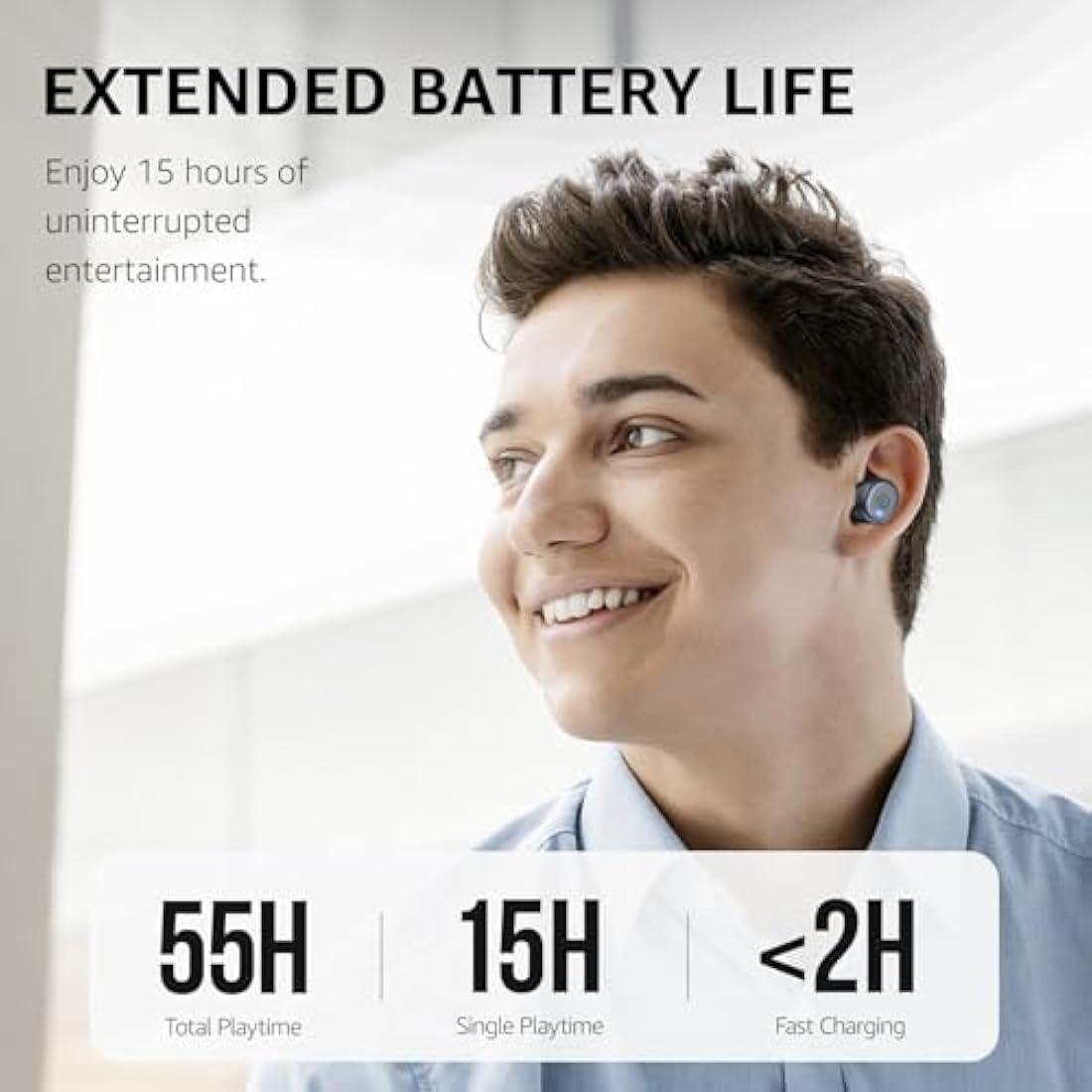 TOZO T10 Wireless Earbuds Bluetooth 5.3 Headphones, App Customize EQ, Ergonomic Design, 55H Playtime, Wireless Charging Case, IPX8 Waterproof Powerful Sound in-Ear Headset Blue(New Upgraded)