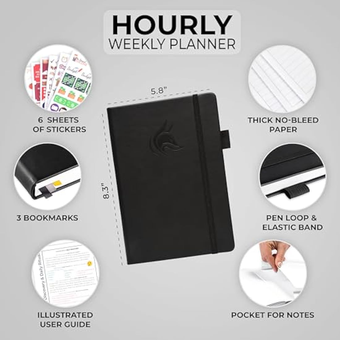 Clever Fox Planner Schedule – Undated Weekly & Monthly Life Planner with Time Slots, Appointment Book & Daily Organizer, A5 (Black)
