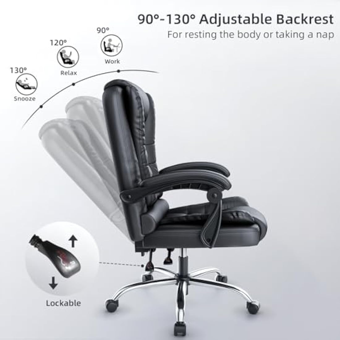 naspaluro Executive Office Chair High Back Desk Chair Ergonomic Recliner Computer Chair PU Leather Gaming Chair with Tilt Function Heavy Duty for Home Office Working