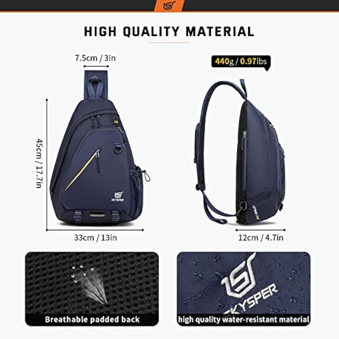 SKYSPER Sling Laptop Bag (Up to 13 Inch) - 18L Crossbody Sling Backpack Travel Shoulder Bag Hiking Daypack for Men Women