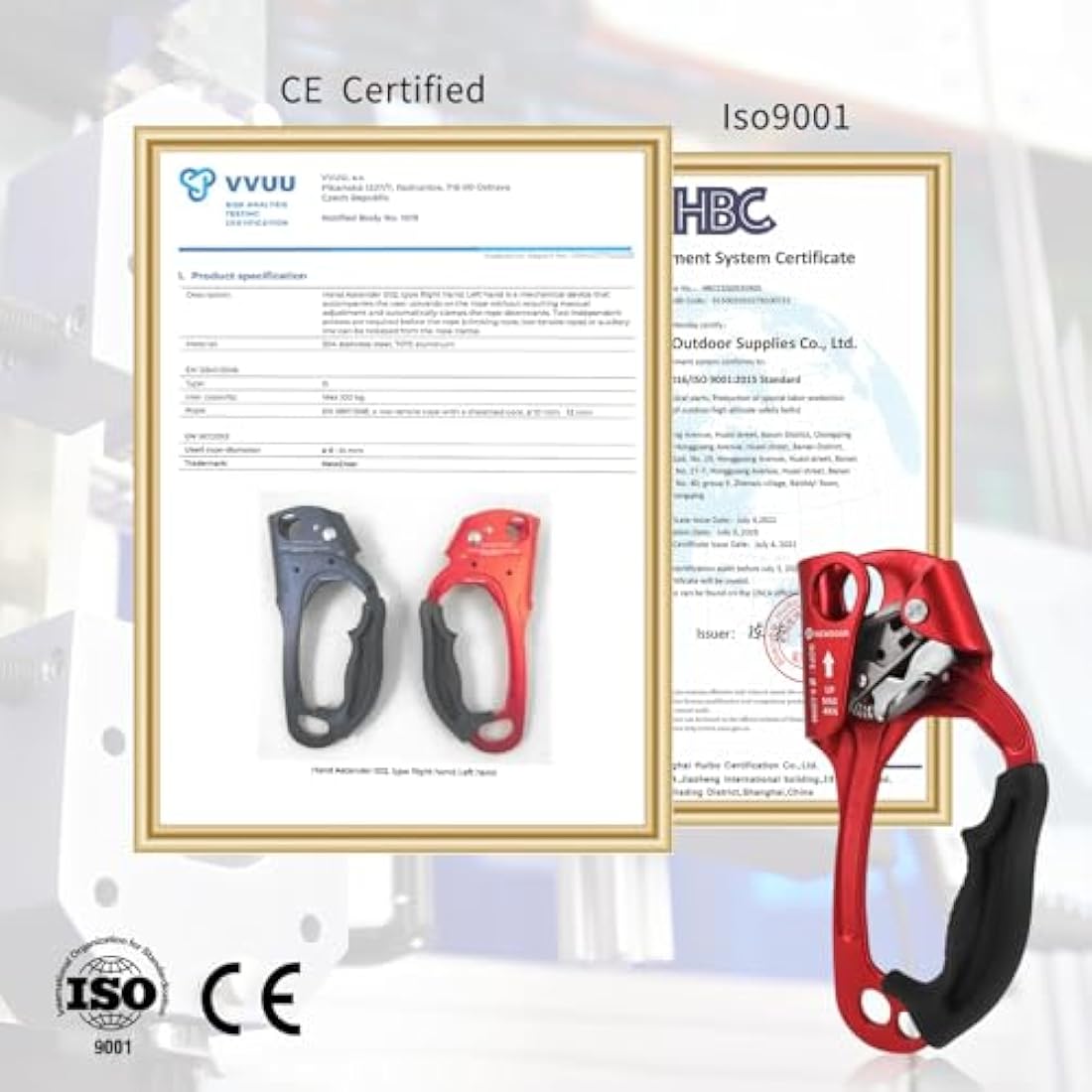 NewDoar UIAA & CE Certified Hand Ascender Rock Climbing Tree Arborist Rappelling Gear Equipment Rope Clamp for 8~13MM Rope