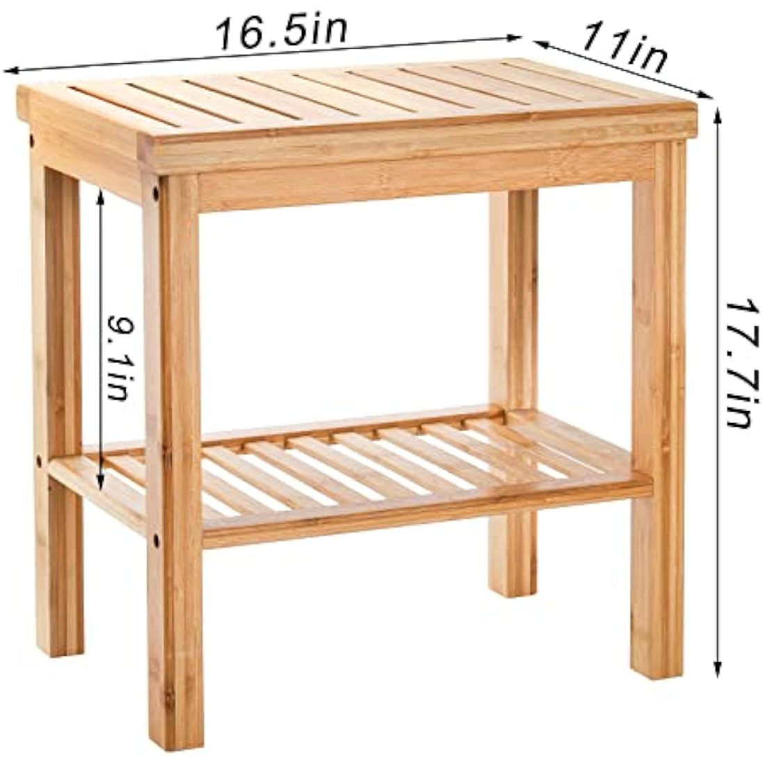 SOUJOY Bamboo Shower Bench, Bath Seat Stool, Spa Foot Rest Shaving Stool, Storage Shelf for Shampoo Towel, Works in Inside Bathroom, Living Room, Bedroom, Garden Leisure