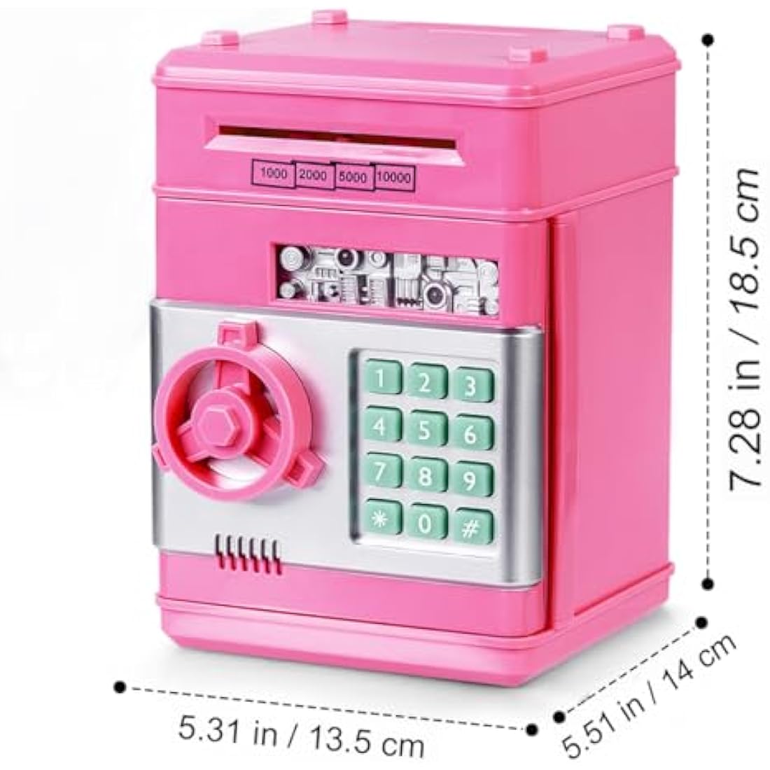 Thedttoy ATM Money Box for Kids Age 3-12, Electronic Money Bank Safe Piggy Bank for Girls Boys, Password Money Safe Savings Money Box for Girls Kids, Best Gift For Birthday Children's Day (Pink)