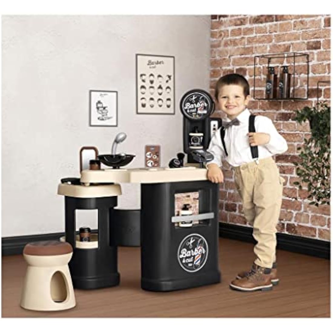 Smoby - Barber and Hairdresser play salon shop for children (69 x 48 x 91,5 cm) - play station incl, toy accessories for styling - for kids girls and boys aged 3 years and over