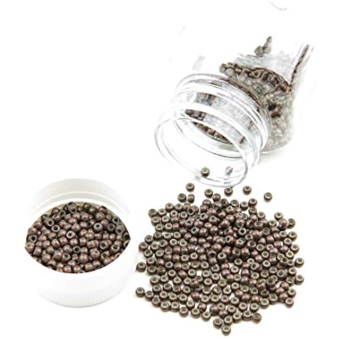 KOCONI 1000 Pcs Nano Rings 3mm Hair Extension Beads - Silicone Lined Micro Beads for Nano Rings #5 Brown