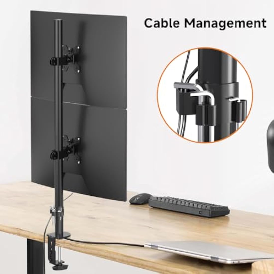Bracwiser Vertical Dual Monitor Mount Fits 13-27 Inch LCD LED Monitor Computer PC Screens,Clamp Mounting, Fully Adjustable Desk Mount. MD7802