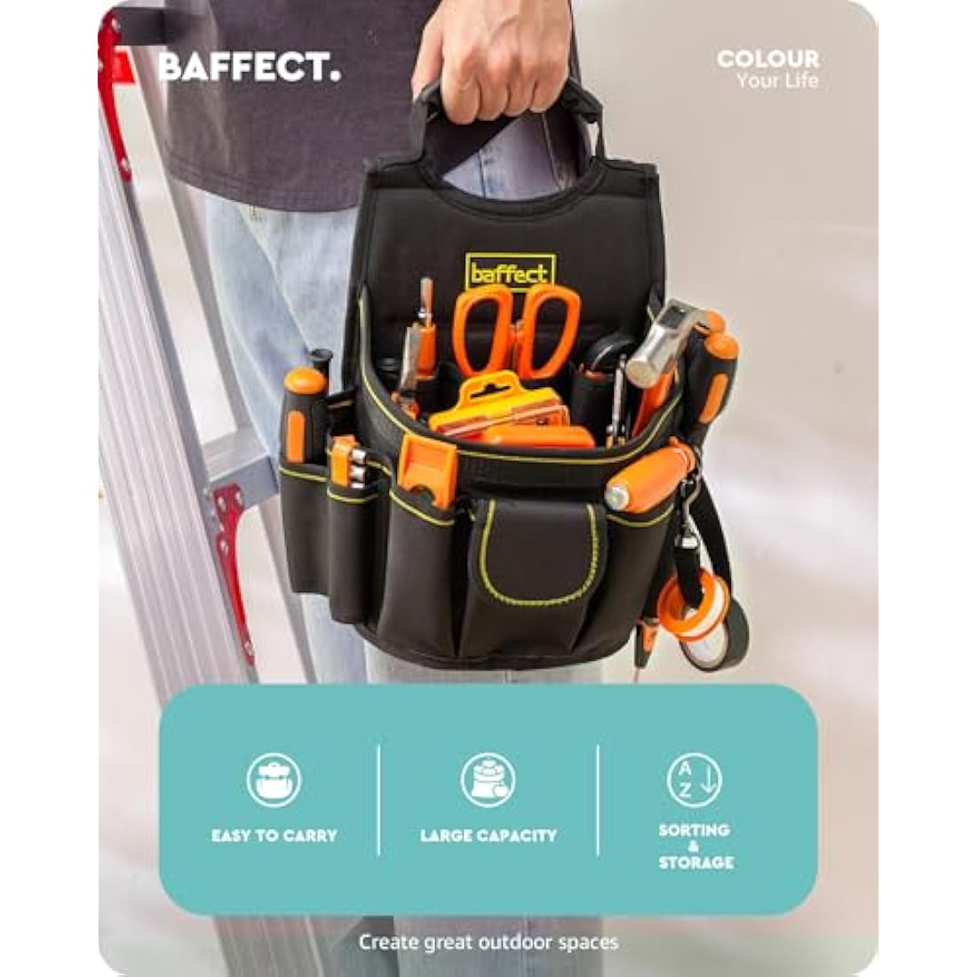Baffect Electrician Tool Pouch - 20 Pockets Canvas Tool bag With Adjustable Belt, Heavy Duty Professional Waist Work Pouch for Technicians