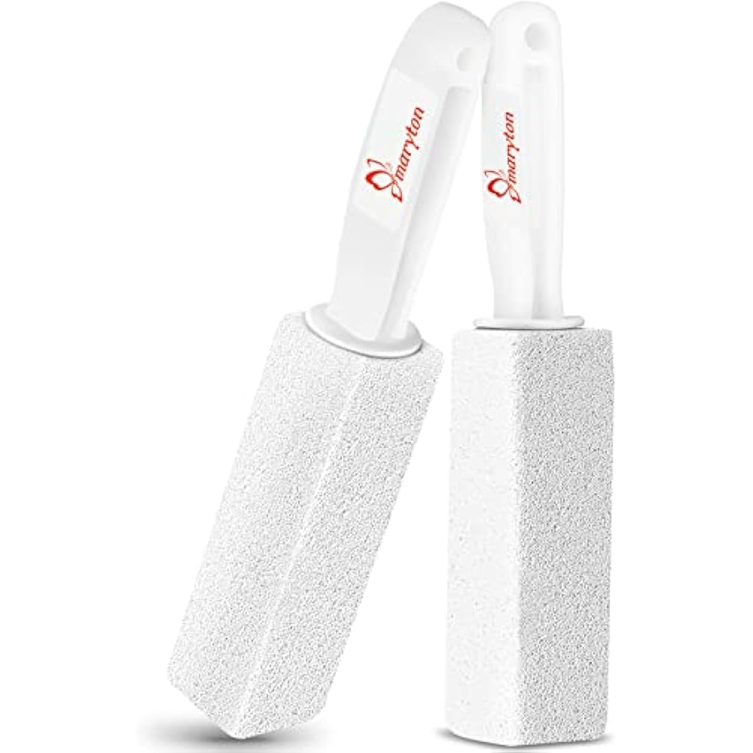Maryton Pumice Stone with Handle for Cleaning Toilet Bowl Ring and Hard Water Stains Pack of 2 (White)