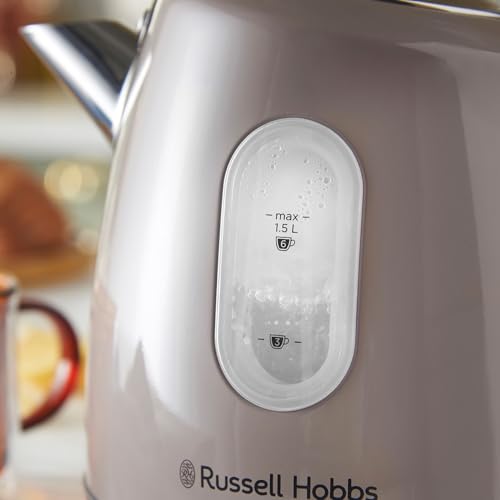 Russell Hobbs Electric Kettle (For Hot Water, Tea or Coffee, 1.5L, Fast Boil, Stainless steel with grey accents, Pull off lid, Perfect pour spout,