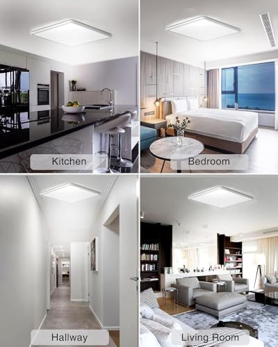 zemty 36W 3240LM LED Ceiling Light, 4 Packs Bathroom Lights Waterproof, Square Flush Modern Ceiling Lighting for Kitchen Bedroom Living Room Office
