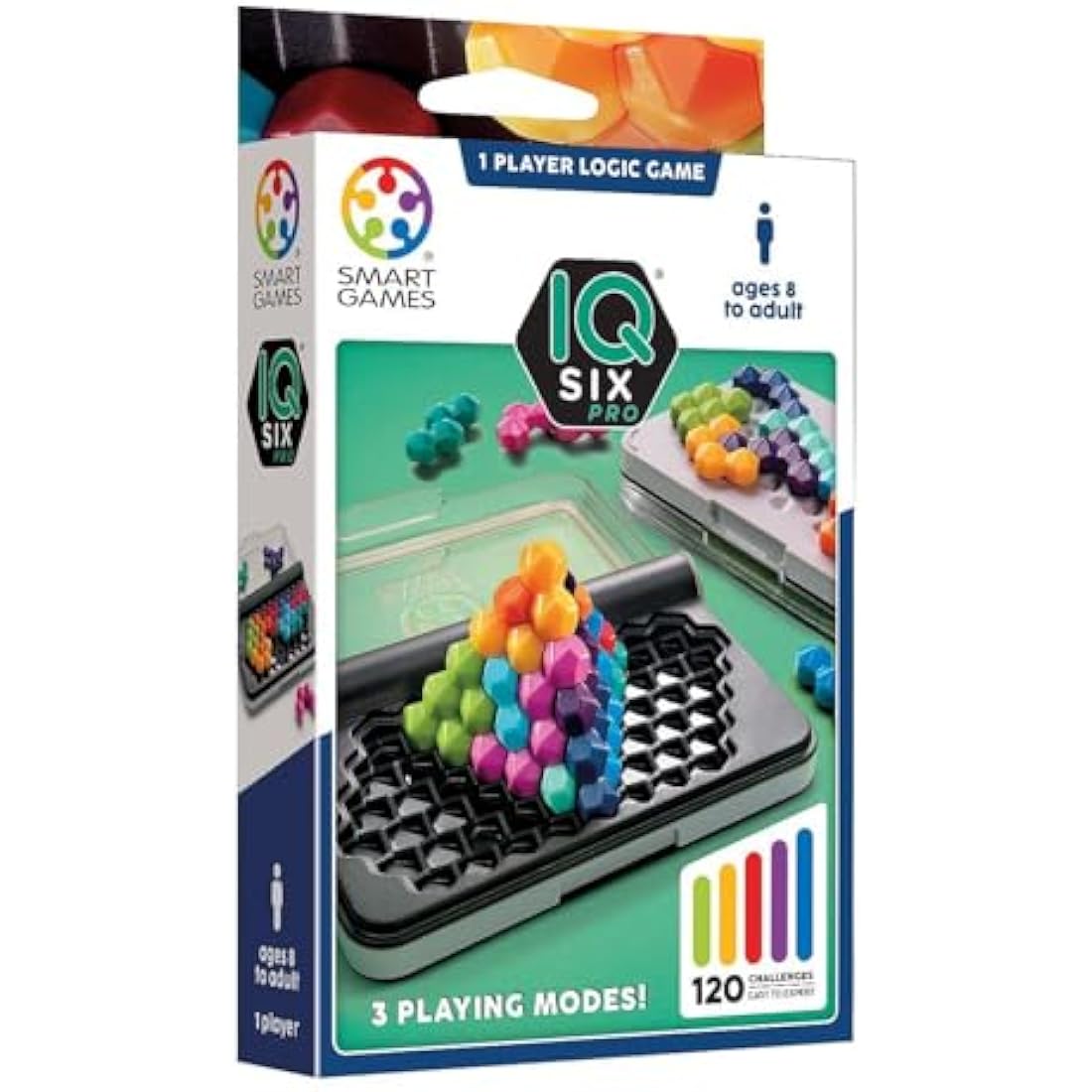SmartGames - IQ Six Pro, Puzzle Game with 120 Challenges, 3 Playing Modes, 8+ Years