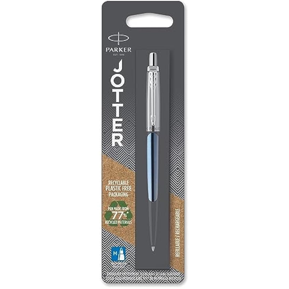 Parker Jotter Ballpoint Pen , Waterloo Blue , Medium Point Blue Ink