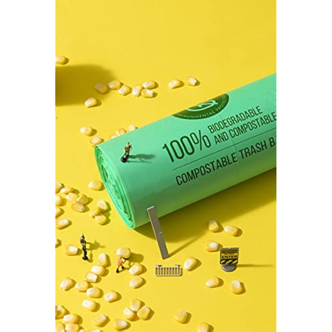 50 Bags Compost Bin Liners 30L Kitchen Waste Bags 100% Biodegradable Bags with EN13432 Certification