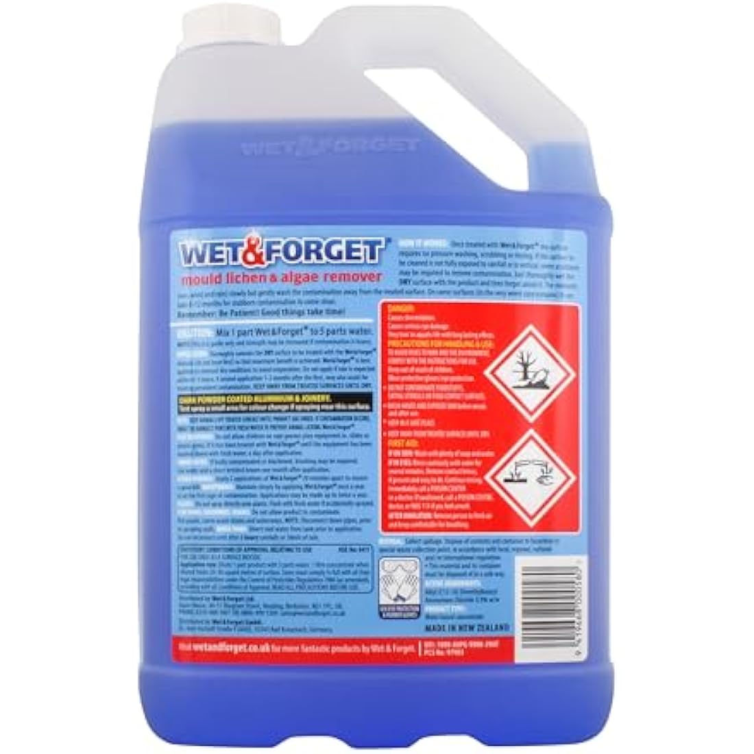 Wet & Forget Mould, Lichen & Algae Remover, Outdoor Patio Cleaner, Black Spot Remover, Bleach Free, 5L