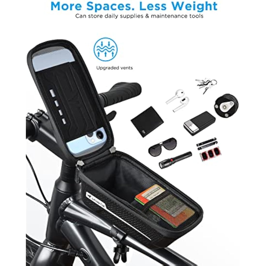 whale fall Newest Hard Casing Bike Bag, Gifts for Men, Waterproof Bike Phone Holder, Lightweight and Pressure-Resistant Bike Accessories with 0.25mm Sensitive Touchscreen for Phones up to 6.9''