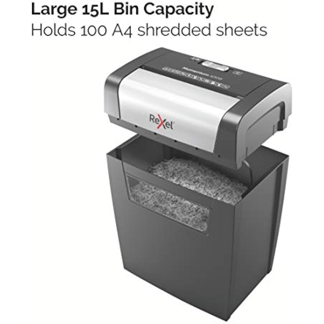 Rexel Momentum X308 Cross Cut Paper Shredder, Shreds 9-8 Sheets (70-80 gsm), 15 Litre Bin, Heavy Duty, Black, 2104570