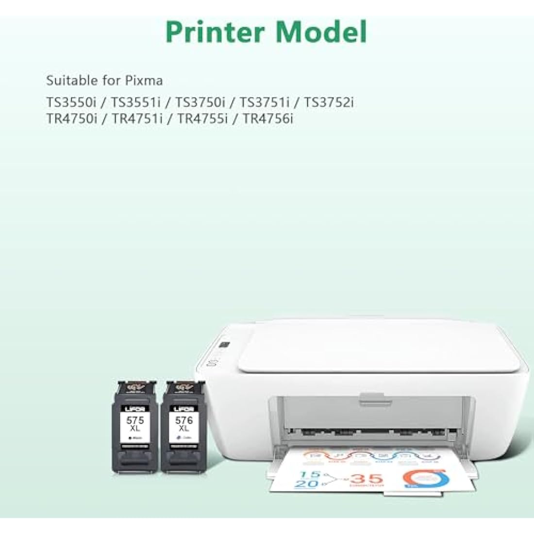 LIFOR PG-575XL CL-576XL Replacement for Canon 575 576 Ink Cartridges XL for Pixma TR4755i TR4750i TR4700 TS3550i TS3551i TS3750i TS3751i TS3752i TR4751i TR4756i (1 Black 1 Colour)