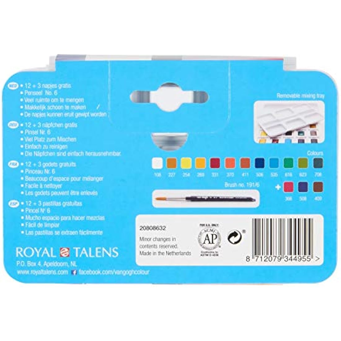 Van Gogh Watercolour Set Van Gogh Pocket Box of 12 Half-Pots + 3 Free