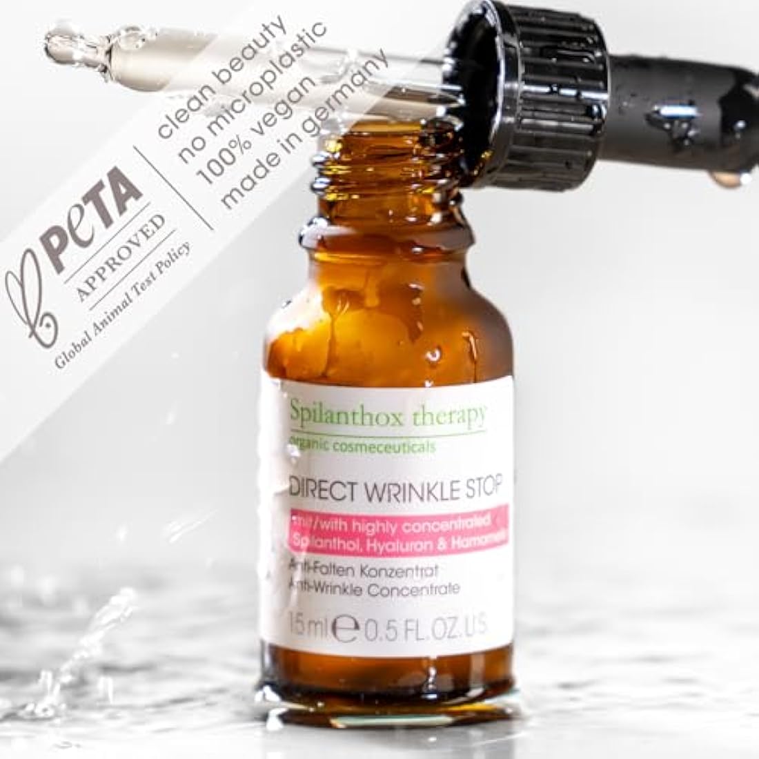 Spilanthox therapy - Direct Wrinkle Stop - Anti-Ageing Concentrate for Smoothing Facial Expressions & Reducing Wrinkles - Facial Care - Spilanthol & Hyaluronic Acid - Vegan Cosmetics - 15ml
