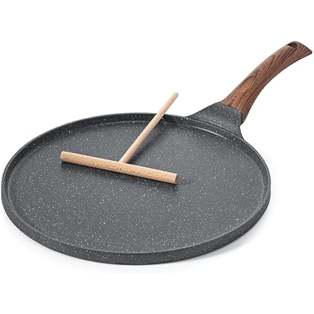 SENSARTE Non Stick Crepe Pan, Dosa Pan Die-cast Auluminium Pancake Flat Skillet Tawa Griddle 26cm with Stay-Cool Handle, Induction Compatible, PFOA Free