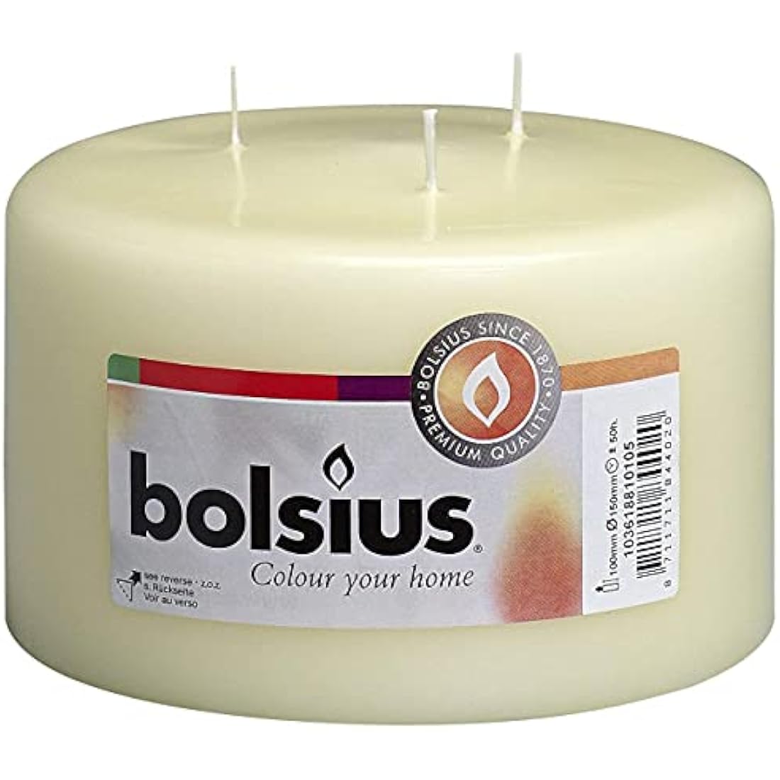 BOLSIUS 100 x 150 mm-1.41 kg, Paraffin Wax, Ivory, 10 x 15 cm
