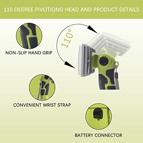 Torch for Ryobi 18v Battery, LED Work Light for Ryobi 18v Battery, 18W 2000LM LED Project Light Portable Floodlight and Spotlight Combo for Camping