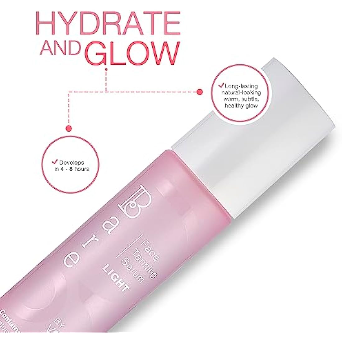 Bare by Vogue Light Face Tanning Serum - Achieve a Natural and Sun-Kissed Glow - Radiant Glow Hydrating Formula - Even and Streak-Free Application - Suitable for All Skin Types