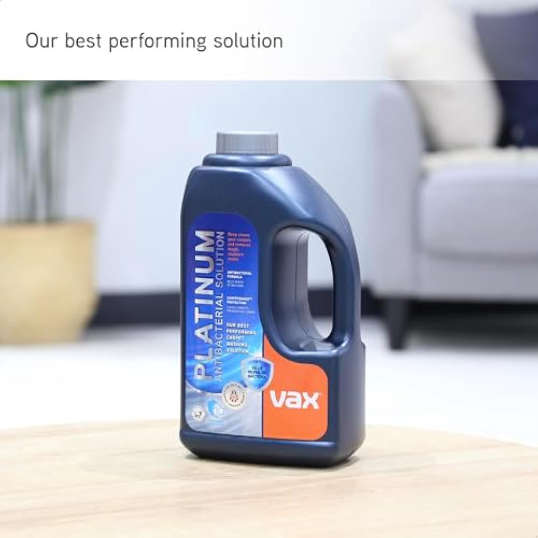 Vax Platinum Antibacterial 1.5L Carpet Cleaner Solution, Stain Remover Shampoo, Citrus Burst Scent, Removes 99.99% of bacteria, Neutralises Pet Odours, 1-9-142404, Blue