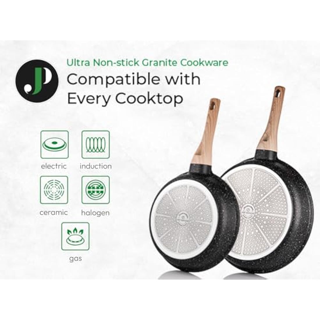 Just Perfecto Pots and Pans Sets Non Stick, Induction Hob Pan Set of 15 pcs, Saucepan Set, Non Stick Frying Pan Set with Lid Stock Pot, Deep Frying Pan, Pots and Pans Set Hob Granite Cookware Set